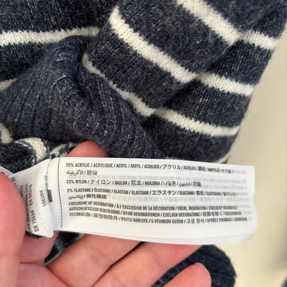 Abercrombie & Fitch Women's S Mock Neck Blue White Striped Sweater Nautical - Picture 7 of 8